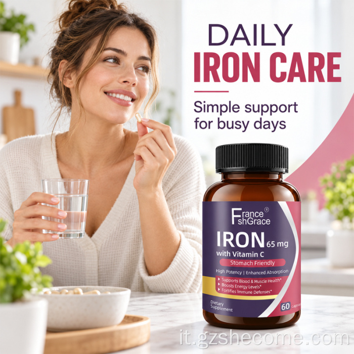 Shecome Integratore di Ferro 65 mg con Vitamina C